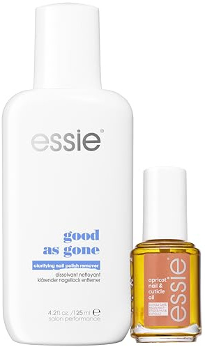 essie Klärender Nagellackentferner good as gone, Reinigung und Aufhellung, 125 ml + essie Nagelöl apricot nail & cuticle oil mit Duft, Pflege und Stärkung der Nagelhaut, 13,5 ml