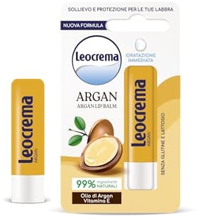 Leocrema - Lippenbalsam Lipstick mit Arganöl, Lippenbalsam, weiche und feuchtigkeitsspendende Lippen, 5,5 ml