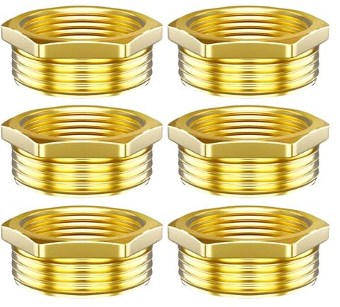 Aitsite Reductor de latón de 3/8 a 1/2 pulgadas, accesorio de reducción de rosca con hexagonal, rosca exterior de 1/2 pulgadas x rosca interior de 3/8 pulgadas, para conexión de tubería (6 unidades)