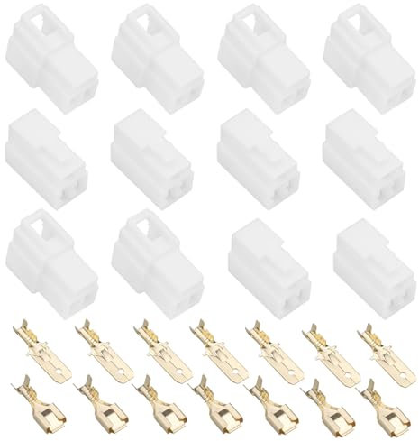 ECSiNG Lot de 10 connecteurs de fils électriques à 3 broches mâles et femelles pour moto, vélo électrique, voiture, connecteur 6,3 mm, blanc