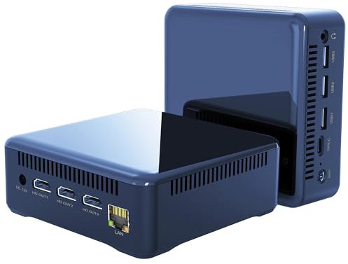TUREWELL HSI 100 Mini PC, Mini PC Desktop Con Alder Lake-N100, 16G DDR4 RAM 512GB SSD, WIFI6, 3 HD 2.1/BT 5.2/1000M Standard RJ-45, visualizzazione su 3 schermi