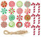 22Pcs Candy Cane Christmas Decorations - Colorful Tree Ornaments and Mini Paper Pendant for New Year Party Holiday Decor