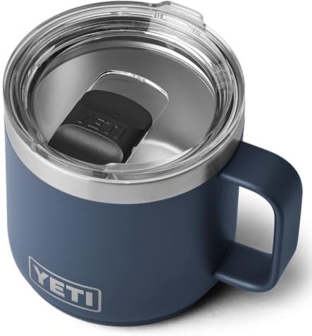 YETI Rambler Mug, Vacuum Insulated Stainless Steel Stackable Mug with Magslider Lid, Navy, 14 oz (414 ml)