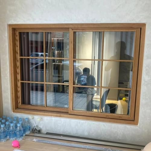 Finestre Finestra Scorrevole Orizzontale in Legno, Finestre di Ventilazione a Filo con Sostituzione in Vetro Temperato Trasparente, Finestra a Battente per Bagno/ Cantina(WxH 100x140cm(39.3x39.3in))