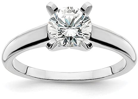 NTALJC 14 Karat Weißgold, 5,8 mm Rnd Solitär SI1/SI2, GH Lab Grown Diamond Ring für Damen
