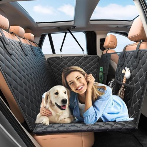 Purecas Hundedecke Auto Rückbank mit Harter Unterseite, Rücksitzverbreiterung Hund, 132 X 63CM, Autoschondecke Hund Rücksitz mit Seitenklappen, Wasserdicht Hundematte Auto, für Alle PKWs SUV