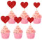 Amor Corazón Cupcake Toppers 30 piezas Decoración para Cupcakes de Corazón,Adornos para Cupcakes de Corazón Topper de decoración de pasteles para Aniversario Fiesta Cumpleaños Día de San Valentín (A)