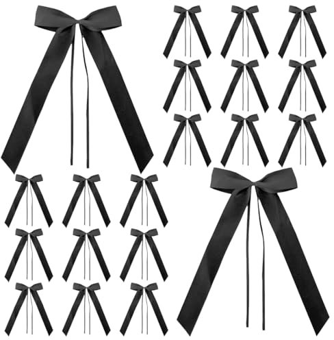 JAWUZ 20x trauerschleife schwarze schleifen trauerflor trauerschleifen Deko Schleifen Schwarz für Trauerschleife Trauer Grabschleife Schleifenband Gedenken