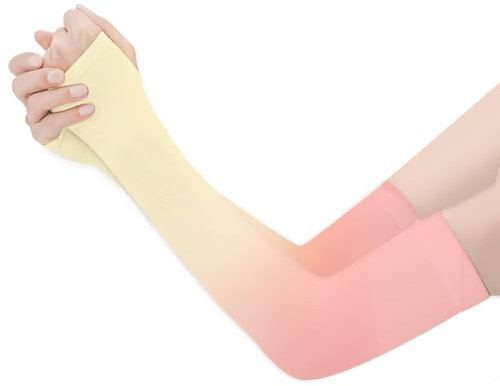Long Keeper manchette bras femme homme Manchette Gaming Protection Anti UV manchon braspour Activité en Dehors Tatouages Couvrants (Rose Jaune)