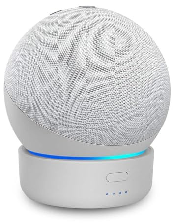 GGMM Battery Base for Dot (5th / 4th Generation) ＆ iPhone - Portable Table Rechargeable Stand Accessories with 7 Hours of Playtime, White (Dot 5 Not Included)