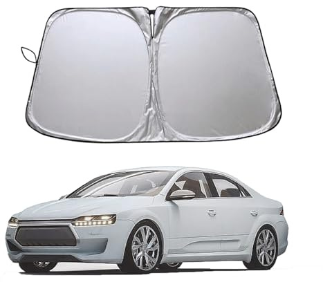 Parasol Coche Parabrisas Interno 145x80cm - Protección UV Reflectante & Plegable para SUV/Camion, Aislamiento Térmico (Plata de Titanio, 145 * 80 cm)