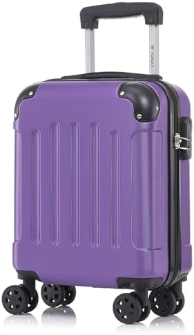 YONSLY Koffer Suitcase S Lila, Trolley Reisekoffer, Rollkoffer Handgepäck mit 4 Rollen 360°, Hartschalenreisekoffer, Zahlenschloss, Weicher Gummigriff