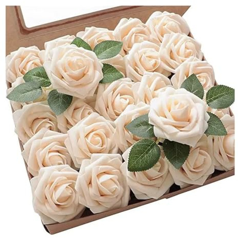 Aboiled Artificial Roses Flowers Artificial Looking Roses Wedding Bouquets Centerpieces Bridal Shower Party Home Decor,C PE 25PCS
