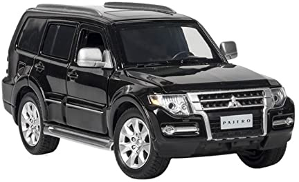 XGFFBAGB Pajero V97 Modellauto Im Maßstab 1:32, Aus Metallguss, Mit Sound Und Licht, Sechs Türen Für Öffnen, Geschenkspielzeug(Black,No Box)