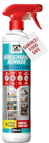HANSA Kühlschrankreiniger – Lebensmittelsicherer Citrus-Power Reiniger für Kühlschrank, Gefrierschrank & Küchenoberflächen – Entfernt Bakterien, Gerüche, Fett & Schmutz – Schonend & Oberflächensicher