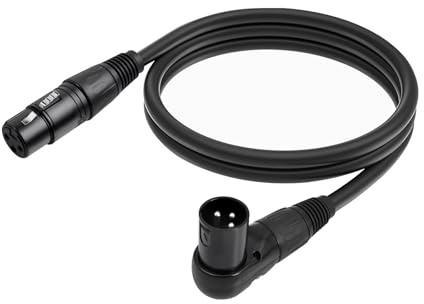 Feysentoe XLR Mikrofon dmx kabe, Stecker zu Buchse 3Pin Mikrofonanschluss für Aktivlautsprecher, Audio Interface oder Mixer (90 Grad Stecker), 1.8M.