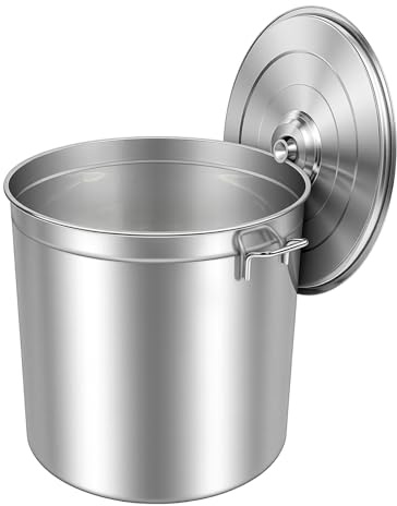 BRRIDE Pentola da 100 l, con coperchio e cestello, in acciaio inox, per fornelli a gas, elettrici, fornelli a induzione, ristoranti, caffetterie, hotel