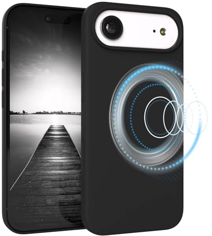 EAZY CASE Magnetische Silikon Hülle für iPhone Air - MagSafe-kompatibel, Premium-Liquid-Silikon, Stoßfest, Kameraschutz, Mikrofaser-Innenfutter, Slim Cover Handyhülle Bumper - Schwarz