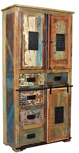 SIT-Möbel Jupiter Schrank, Bunt Lackiert, Altholz, Natur, 90 x 40 x 180 cm