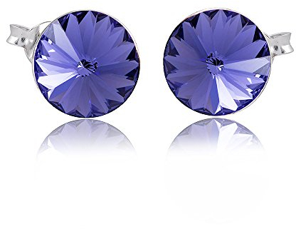 Materia Runde Ohrstecker Silber 925 Damen Kristall Stein SO-102-Lila