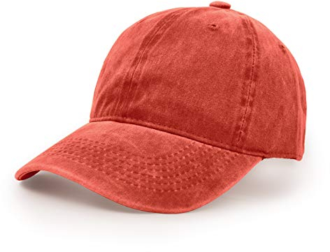 Baseballmütze, Waschbarer Stoff Baumwolle Verstellbarer Outdoor Sonnenhut Lässiger Unisex-Hip-Hop-Hut Hysteresenkappe Orange