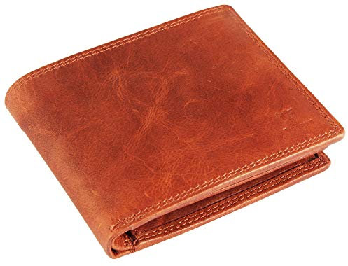 Pierrini PR0012 Herren Portemonnaie Echtleder mit Ausweismappe in Braun 3x10x12 Zentimeter