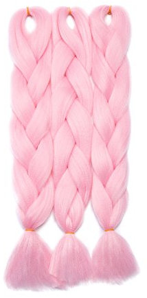 Haarverlängerung 60cm Crochet Braids Two Tone Ombre Braiding Haar Synthetik Braid 3 Pcs /300g - HellrosaHell-Pink