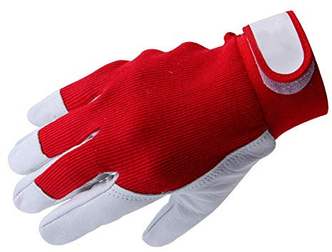 Guantes De Soldadura, Guantes De Soldador De Piel De Oveja Partidos Rojos De Seguridad Para Arco, Tig, Palo, Soldadura Mig, Rojo Y Blanco,2Pair