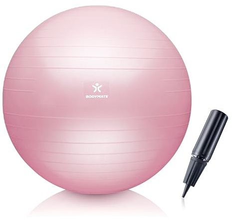 BODYMATE Ballon Fitness + Pompe Incluse + E-Book Gratuit - Différentes Tailles & Coloris