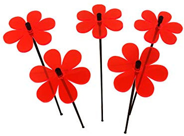 Sun Catcher Garden Decor Sonnenfänger 5 Kleinen Leuchtenden Daisy Besondere Garten Dekoration für Garten, Balkon oder Terrasse Geschenk, Farbe:rot