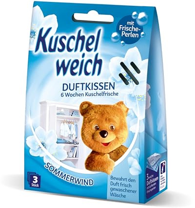 Kuschelweich Duftkissen für den Kleiderschrank 3er Pack, Sommerwind | Schrankduft-Kissen, Frische für bis zu 6 Wochen, einfache Anwendung, vielseitige Duftrichtungen, ideal für Schränke