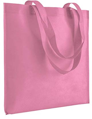 Generico 50 pezzi Shopper in TNT 70 g/m2 termosaldato, manici lunghi 36 x 40 cm, Rosa