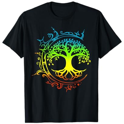 Esoterik Yoga SMMBYV Herren Yoga T-Shirt Schwarz S Mandala Style Klassische Passform Rundhals-Ausschnitt Kurzarm Baumwolle Sommer Casual Yoga