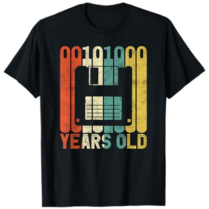 Retro 40. Geburtstag Nerd Diskette Binär Computer Geschenk T-Shirt
