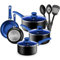 Chef's Star Pots And Pans Set Kitchen Cookware Sets Nonstick Aluminum Cooking Essentials 11 Pieces Blue