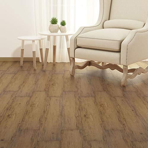 Tidyard PVC Laminat Dielen Selbstklebend 5,02 m² Walnuss-Braun Gepunktet Bodenbelag Wasserfest Fliese Seidenmatte