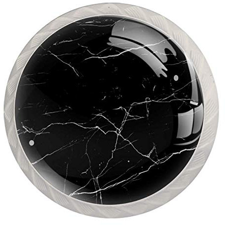 Lot de 4 boutons de tiroir en marbre noir avec vis