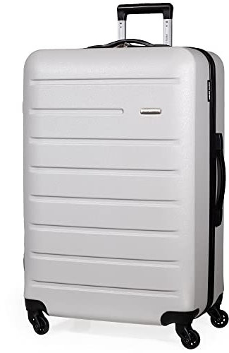 Pierre Cardin Voyager Hartschalenkoffer - Reisegepäck mit 4 Spinnrollen | Teleskopgriff | Hartschalen Koffer CL893, hellgrau, M, Koffer