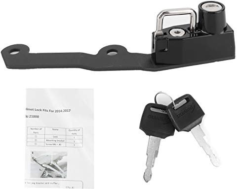 Lucchetto per casco Yctze con 2 chiavi, blocco per casco moto in lega di alluminio antifurto adatto per Z1000 2014-2017 (nero)