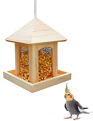 Vogelfuttersilo Vogelfutterspender Vogelhäuschen Für Garten Balkon Futterstationen Für Wildvögel Vogelfutterhaus Aus Natur-Holz Für Gartenvögel Wetterfest,Vogelhaus Zum Aufhängen Im Garten Und Balkon