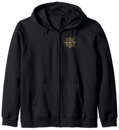 ICXC NIKA Cristogramma Croce Cristiana ortodossa discreta Felpa con Cappuccio