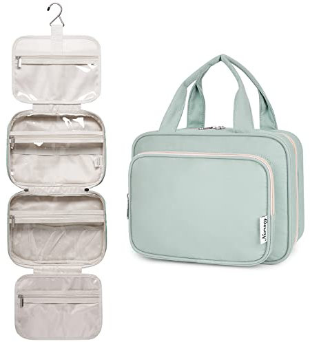 Narwey Kulturtasche Damen Kulturbeutel zum Aufhängen Waschtasche Gross Kosmetiktasche Groß Waschbeutel Kosmetik-Organizer für Damen Mädchen (Minzgrün)