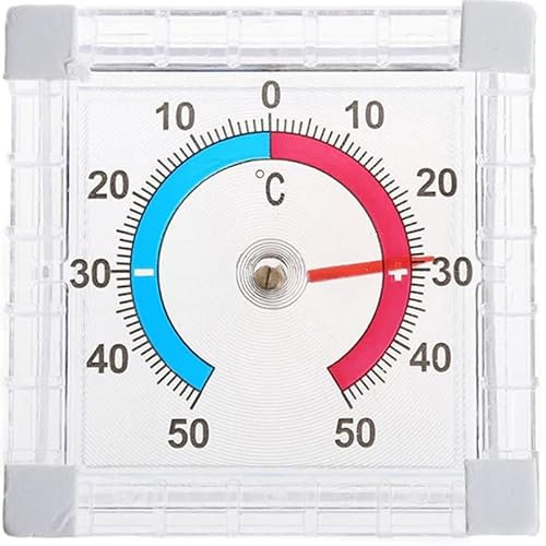 Retoo Termometro da finestra trasparente autoadesivo analogico esterno 7,5 x 7,5 cm, resistente alle intemperie, termometro esterno per finestra, indicatore di temperatura, termometro finestra adesivo