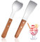Aemygo 2 Pieces Ice Cream Scoop, Stainless Steel Ice Cream Shovel with Wooden Handle, Butter Cutter, Dessert Spade, Cook Cake Scraper, Shove Ice Cream Scoop