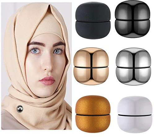 Hyakoz 6 Paare Hijab Pins Hijab Magnetische Pins Hijab Brosche Starke Metallbeschichtung Magnetische Hijab Clip Keine Lochstifte Broschen Magnet für Hijabs Schals Kleidung