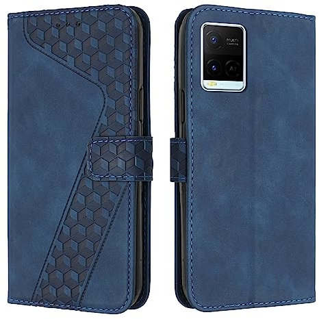 YIRRANZD Custodia per Vivo Y21 / Vivo Y21S / Vivo Y33S, Cover a Libro in Pelle PU con Slot Cart e Silicone TPU Bumper, Flip Caso Portafoglio Cover per Vivo Y21 / Vivo Y21S / Vivo Y33S (Blu)