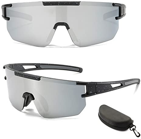 ZUMLLOMA Fahrradbrille Herren Damen, Fahrradbrille Winddicht UV 400, Bunte Fahrrad Brille Anti-Uv, Rennrad Brille für Outdooraktivitäten Wie Radfahren Laufen Klettern Autofahren Angeln Golf (Silber)