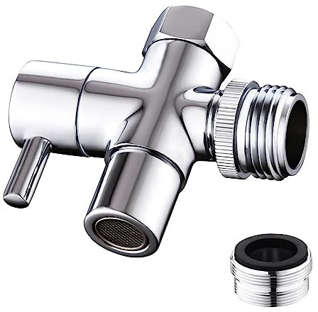Hsmhose Waschbecken-Wasserhahn-Umstellventil, Wasserhahn-Umstelladapter für Waschbeckenanschluss, Duschschlauch/Gartenschlauch/tragbare Waschmaschine, Wasserhahn-Anschluss für Badezimmer/Küche, Chrom