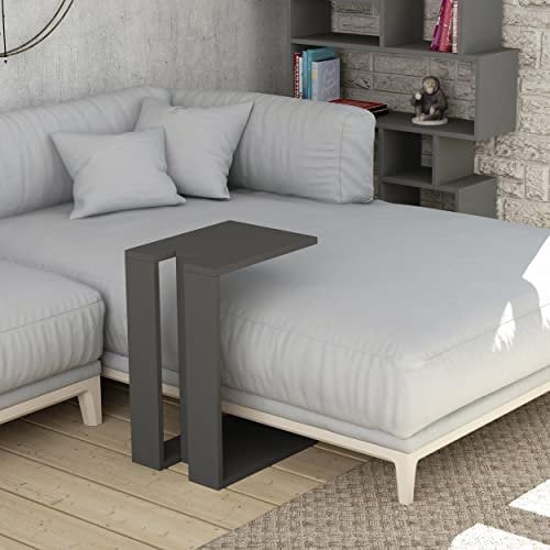 Hocuspicus | Moderner C-Tisch für Wohnzimmer | Multifunktionaler Beistelltisch | Couchtisch & Nachttisch mit vielen Farboptionen | 57 x 40 x 30 cm (Anthrazit Grau)