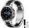 Mastten Keine Lücke Metall Armband Kompatibel mit Samsung Galaxy Watch 7 6 5 4 44mm 40mm, Edelstahl Ersatzarmband für Galaxy Watch 6 Classic 43mm 47mm / 4 Classic 42mm 46mm / 5 Pro, Schwarz/Silber